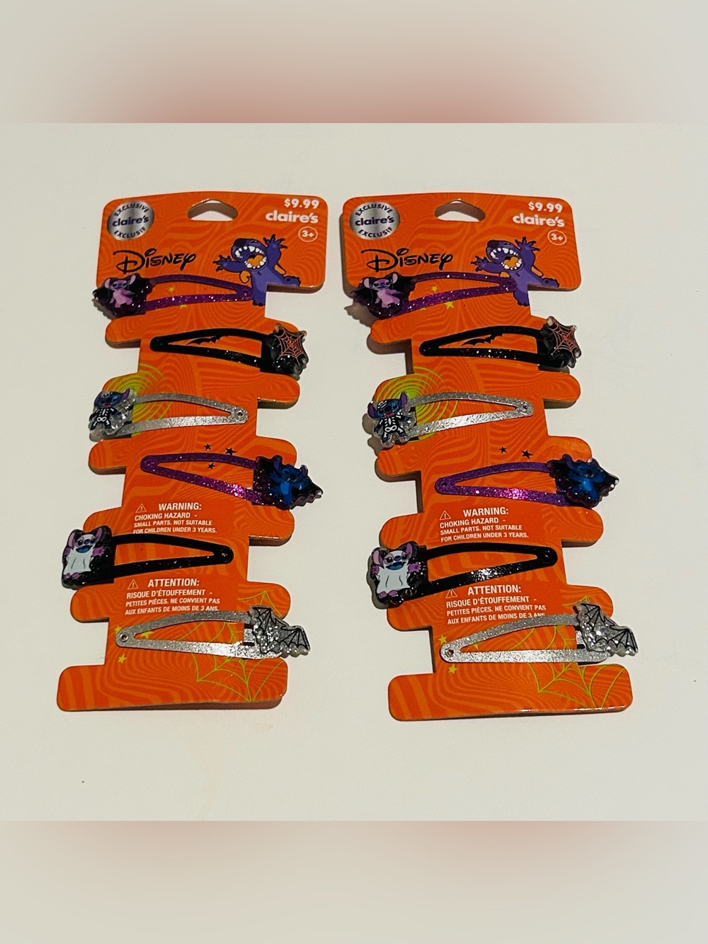 New 12 Disney Stitch Claire's Small Glitter Hair Clips 2” x 1/2” Halloween